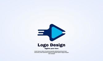 stock fast play media logo design vector