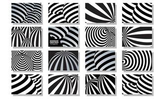 abstract set super creative black and white design with optical illusion abstract geometrical background vector