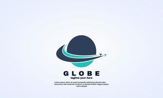 abstract globe circle arrow logo design template vector