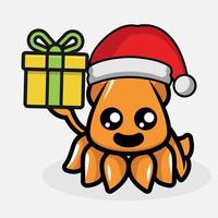 Cute squid in Christmas costume mascot design illustration vector