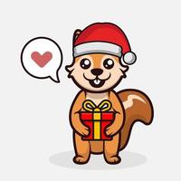 Cute squirrel in Christmas costume mascot design illustration vector