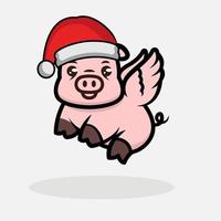 ejemplo lindo del diseño de la mascota del cerdo de la Navidad vector