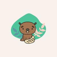 Cute beaver forest animal vector