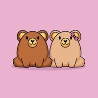 cute couple teddy bear vector