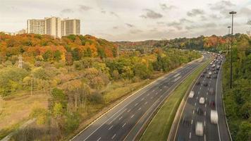 4K Timelapse Sequence of Toronto, Canada - The DVP at fall video
