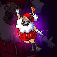 The santa clause is diving esport mascot design vector