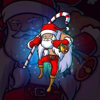 The young santa rings the bell esport logo design vector