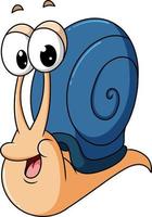 The hand drawn of the happy snail with the blue shell vector