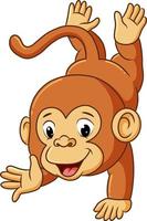 The cute monkey is standing with one hand vector