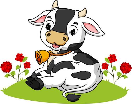 The cute cow is laying on the grass 4923647 Vector Art at Vecteezy