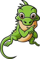 The hand drawn of happy iguana with the big eyes vector