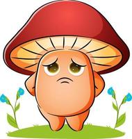 The mushroom is standing with the sad expression vector