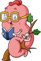 The smart caterpillar is reading book on a branch vector