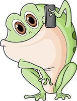 The big frog is calling with the smartphone vector