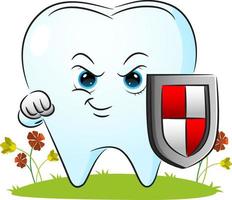 The tooth is holding the shield to protect the body vector