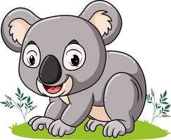 The koala is sitting and playing on the garden vector