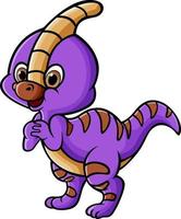 The parasaurolophus is standing with the cute face vector