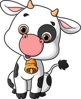 la pequeña vaca lleva una campana en el cuello vector