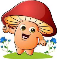 The cute mushroom is giving the thumb up vector