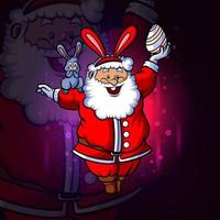 The santa clause is celebrate the easter esport mascot design vector