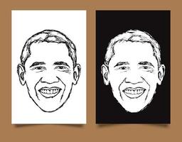 barack obama vector sketch illustration, scribble art