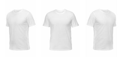 White sleeveless T-shirt. t-shirt front view three positions on a white background photo