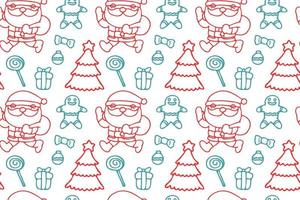 Cute Santa Clause seamless pattern art, white background. vector