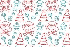 Cute Santa Clause seamless pattern art, white background. vector