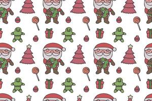 Cute Santa Clause seamless pattern art, white background. vector