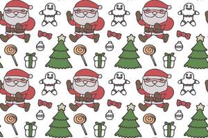 Cute Santa Clause seamless pattern art, white background. vector