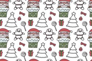 Cute Santa Clause seamless pattern art, white background. vector