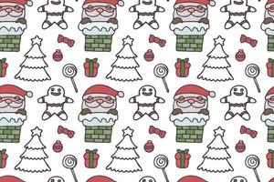 Cute Santa Clause seamless pattern art, white background. vector