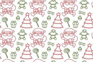 Cute Santa Clause seamless pattern art, white background. vector