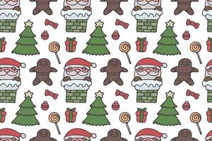 Cute Santa Clause seamless pattern art, white background. vector