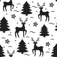 Pattern with deer and Christmas trees vector