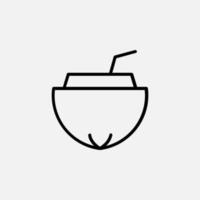 Coconut Drink, Juice Line Icon, Vector, Illustration, Logo Template. Suitable For Many Purposes. vector