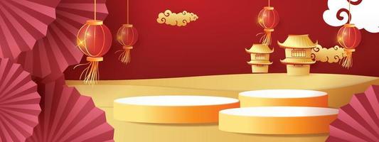 china new year red and gold backgroung vector illustation.and asia element banner page design concept