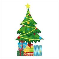 Christmas tree with gifts and a garland. vector