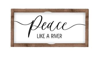 Peace like a river. Vector calligraphic inscription with smooth lines. Minimalistic hand lettering illustration.