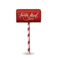 Santa s mailbox with lettering. Vector illustration of a letter for Santa Claus. Merry Christmas and Happy New Year. Mail wish list.