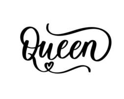 Cartel divertido del diseño de la caligrafía del vector de la corona de la reina.