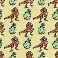 cute seamless pattern t-rex and eggs vector