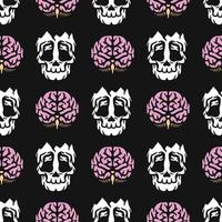 skull and brain cracked seamless pattern vector