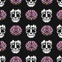 skull and brain cracked seamless pattern vector