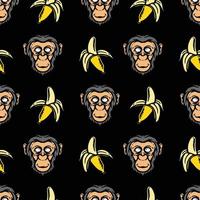 seamless pattern of a chimpanzee and banana vector