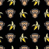 seamless pattern of a chimpanzee and banana vector