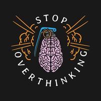 grenade shaped human brain illustration with slogan and explosion effect vector