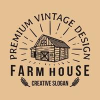 Farmhouse Logo Design in vintage and grunge style vector