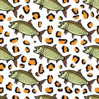 African tiger fish seamless pattern with tiger spots