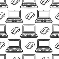 seamless pattern of laptop and mouse vintage style